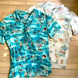 2 Quicksilver Hawaiian Button-Down Shirts